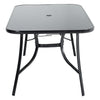 Black Tempered Glass Garden Dining Table Outdoor Large Coffee Table+Parasol Hole