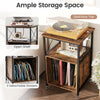 Record Player Stand With Charging Station Vinyl Storage Cabinet Rolling Table