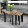 3 PCs Nesting Table Coffee Table Set MDF Steel Living Room Furniture Walnut