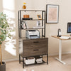 Home Office Vertical Filing Cabinet Freestanding Printer Stand W/Shelf & Drawer