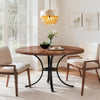 Round Dining Table for 4-6 People, 120cm Farmhouse Kitchen Table Rustic Brown