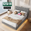 Suspension LED UPHOLSTERED BED FRAME 4FT6 Double Size With Padded Headboard UK
