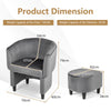 Upholstered Velvet Barrel Chair and Ottoman Set Modern Accent Armchair