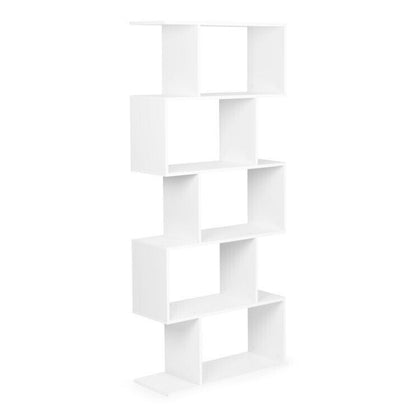 5-tier Bookcase Industrial S-Shaped Bookshelf Modern Storage Display Rack