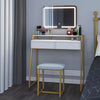 Mondeer LED Dressing Table Vanity Set with Adjustable Light& Mirror Padded Stool