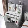 Dressing Table W/ 3Drawers HD Mirror Stool Set Makeup Desk Vanity Table Bedroom