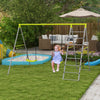 4-in-1 Garden Swing Set with Two Swings, Climber, Climbing Net, for Outdoors