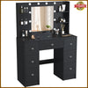 Dressing Table With Led Mirror 7 Drawers Makeup Desk Vanity Table Lights Black