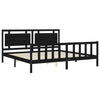Bed Frame with Headboard Black 200x200 Solid Wood W0M1