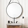 Round Circle LED Light Up Bathroom Wall Mirror with Dimmable Lights Black Strap