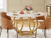 Round Dining Table for 4, 47-Inch White Kitchen Table with Golden Metal Base
