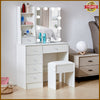Dressing Table Stool Set with 10 LED Light sliding Mirror Vanity Make up Desk