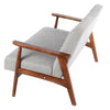 Modern Grey 2 Seater Sofa Armchair Small Loveseat Couch Settee Walnut Wood Frame