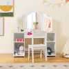 Toddler Vanity Table and Chair Set Princess Makeup Vanity Set-White