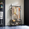Black Metal Clothes Rail Rack Garment Stand Corner Open Wardrobe with Shelf