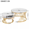 Set of 2 Coffee Nesting Table Set Round Sofa Side Table Faux Marble with Drawer