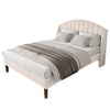 UPHOLSTERED PLATFORM BED 3FT SINGLE BED FRAME WITH HEADBOARD AND WING SIDE BEIGE