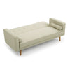 Sofa Bed 3 Seater Cream New Foam Fabric Wood Legs Double Bed with 2 Cushions