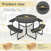 8 person Round Picnic Table Bench Set Outdoor Circular Picnic Table W/4 Benches