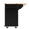 Kitchen Island Rolling Trolley Storage Cabinet with 2 Drawers & Wood Top Black
