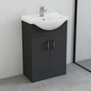 550mm Gloss Grey Vanity Unit & Basin + 500mm WC Toilet Unit Set Bathroom