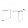 160cm LARGR Industrial Tempered Glass Dining Table Desk Double Square Base Legs