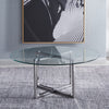 Clear Tempered Glass Coffee Table Round Side End Tea Table Cross Box Chrome Base