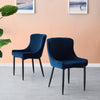 2X Blue Velvet Dining Chairs Padded Seat Office Chairs Kitchen Furniture Luxury