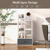 7 Tier Bookshelf Open Storage Wood Bookcase Organizer Display Shelf w/ Drawer