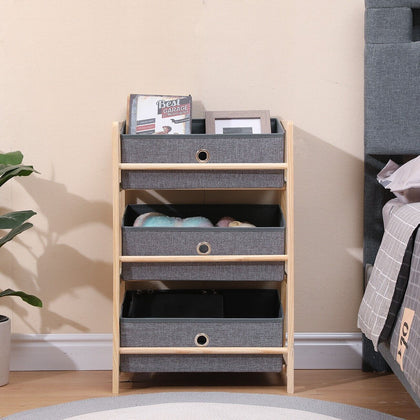 3 Fabric Drawers Storage Unit Organizer for Living Room Snack Toy Storage Shelf