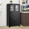 4-Door Bathroom Cabinet Freestanding Floor Storage Cabinet Home Organizer Black