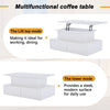 Lift Top LED Coffee Table with Storage Drawer Wooden Living Room Furniture White