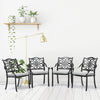 Set of 4 Cast Aluminum Patio Chairs Outdoor Dining Chairs with Cushion & Armrest