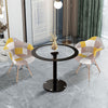 90 Round Dining Table Glass Kitchen Dining Room Lounge Black Only Table NO Chair