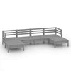 6 Piece Garden Lounge Set Grey Solid Wood Pine