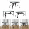 Black Outdoor Large Dining Table Garden Patio Tempered Glass Top w/ Parasol Hole