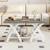 Coffee Table Farmhouse Rectangular 2 Tier Storage Shelf X Frame Living Room Home