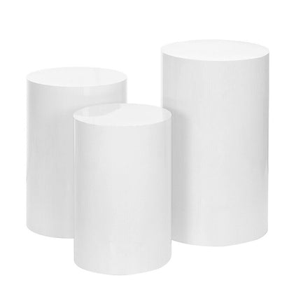 3PCS Round Plinth Cylinder Pedestal Wedding Cake Flower Display Stand Set