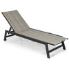 Outdoor Recliner Chair PE Rattan Patio Chaise Lounge Adjustable Backrest w/Wheel