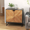 Console Cabinet Sideboard Buffet Cabinet with shelf and Metal Legs-Black