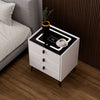 LED Bedside Table 3 Drawers Wireless Charging Side Cabinet White Nightstand Scdb