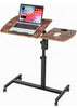 Height Adjustable Rolling Laptop Desk Over-bed Table with 2 Tilting Desktops,