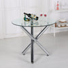 Small Round Dining Room Kitchen Clear Tempered Glass Dining Table Metal Legs