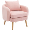 Modern Armchair Teddy Velvet Lounge Chair Accent Chair with Cushion & Wood Legs