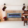 50 60 72"Electric Standing LED Fireplace TouchScreen Wall Inset Black/Grey Glass