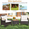 3Pcs Outdoor Furniture Set Garden Rattan Sofa Table Set w/Removable Cushion