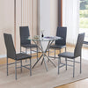 Round Clear Tempered Glass Silver Chromed Leg Dining Table Diningroom Livingroom