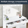 Large White Dressing Table Set with LED Lights Mirror and Makeup Cushioned Stool