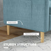 2 Seater Sofa Modern Fabric Couch with Wood Legs and 2 Pockets Blue