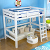 White Loft Bunkbed Single Solid Pine Wooden High Sleeper Bunk Bed Frame & Stair